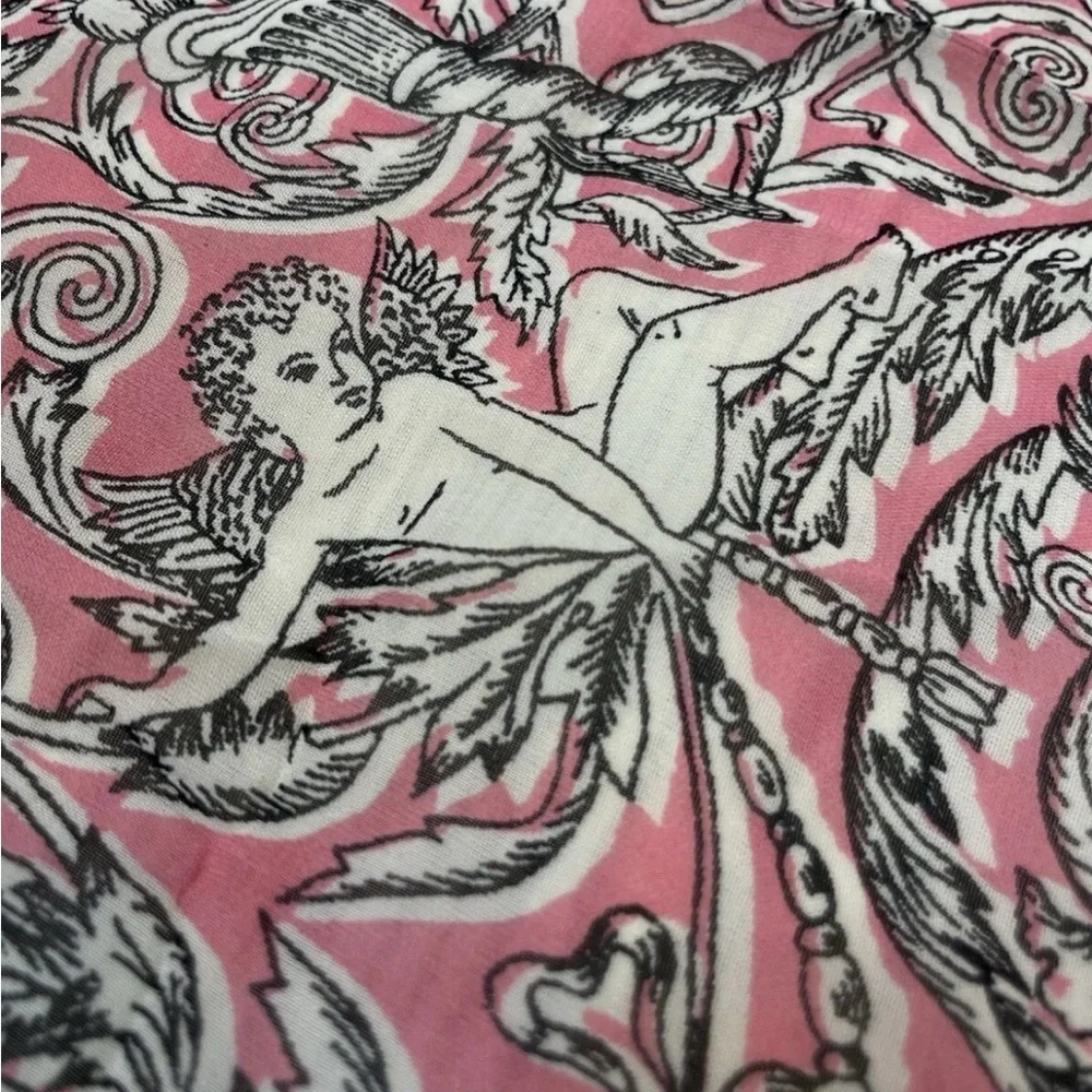 VINTAGE BABE CREATION Woman's Neck‎ Scarf Head Wrap Pink Black cherubs angels